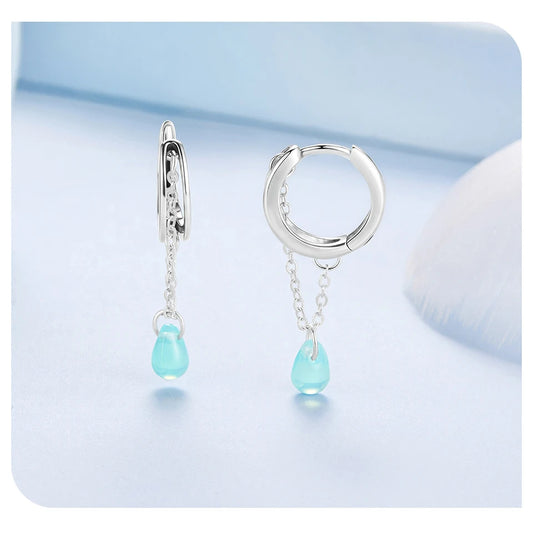 Earrings Blue Glass