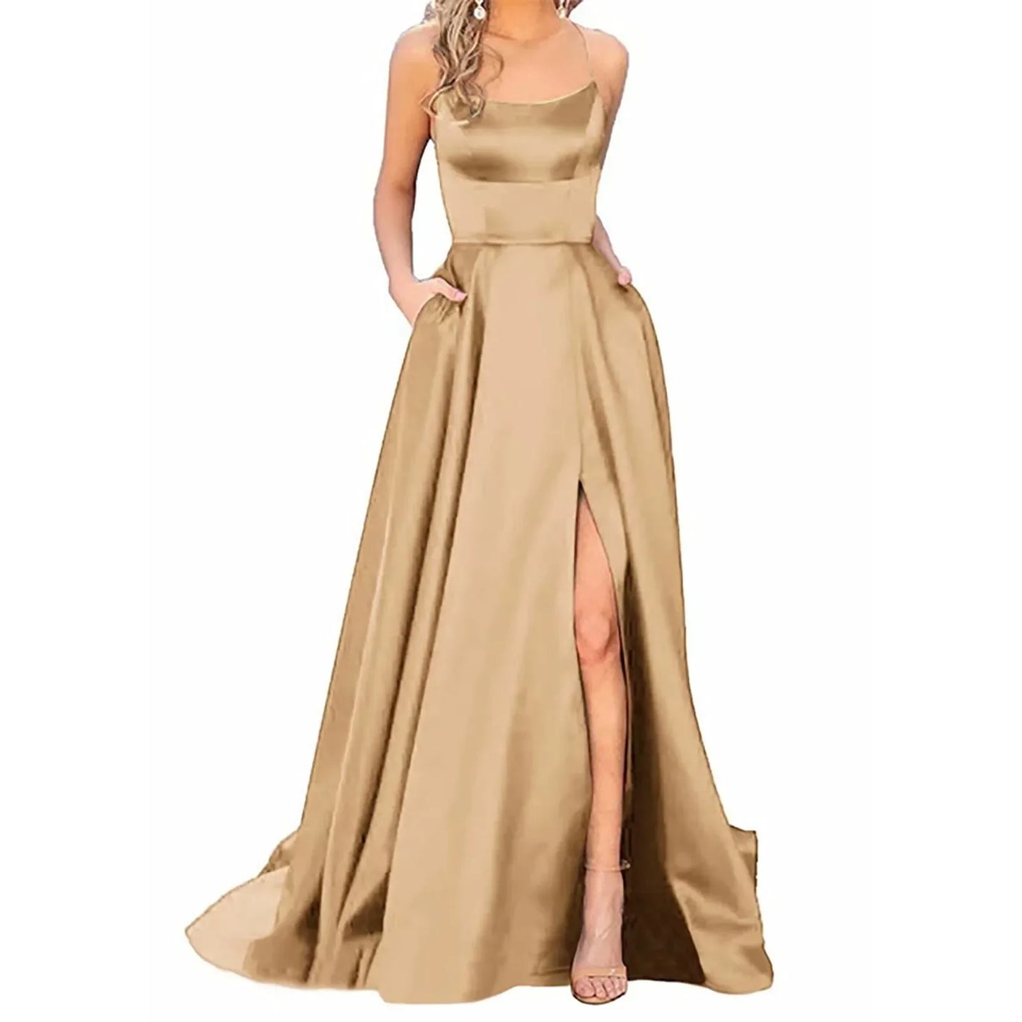 Elegant Halter Off-Shoulder Gala Dress