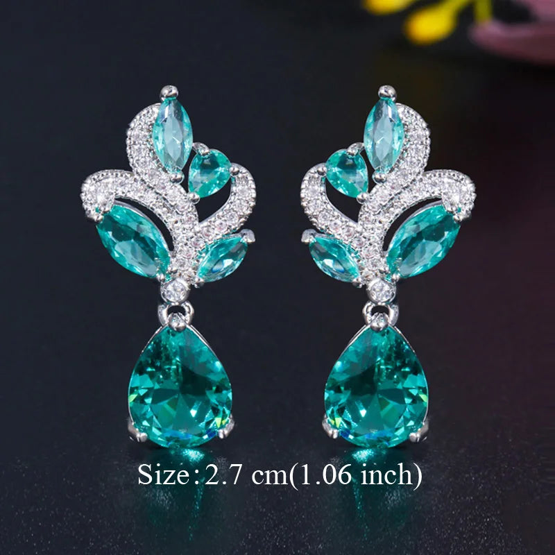 Water Drop CZ Silver Earrings