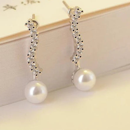925 Silver S Shape Pearl Earrings
