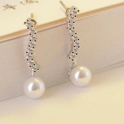 925 Silver S Shape Pearl Earrings