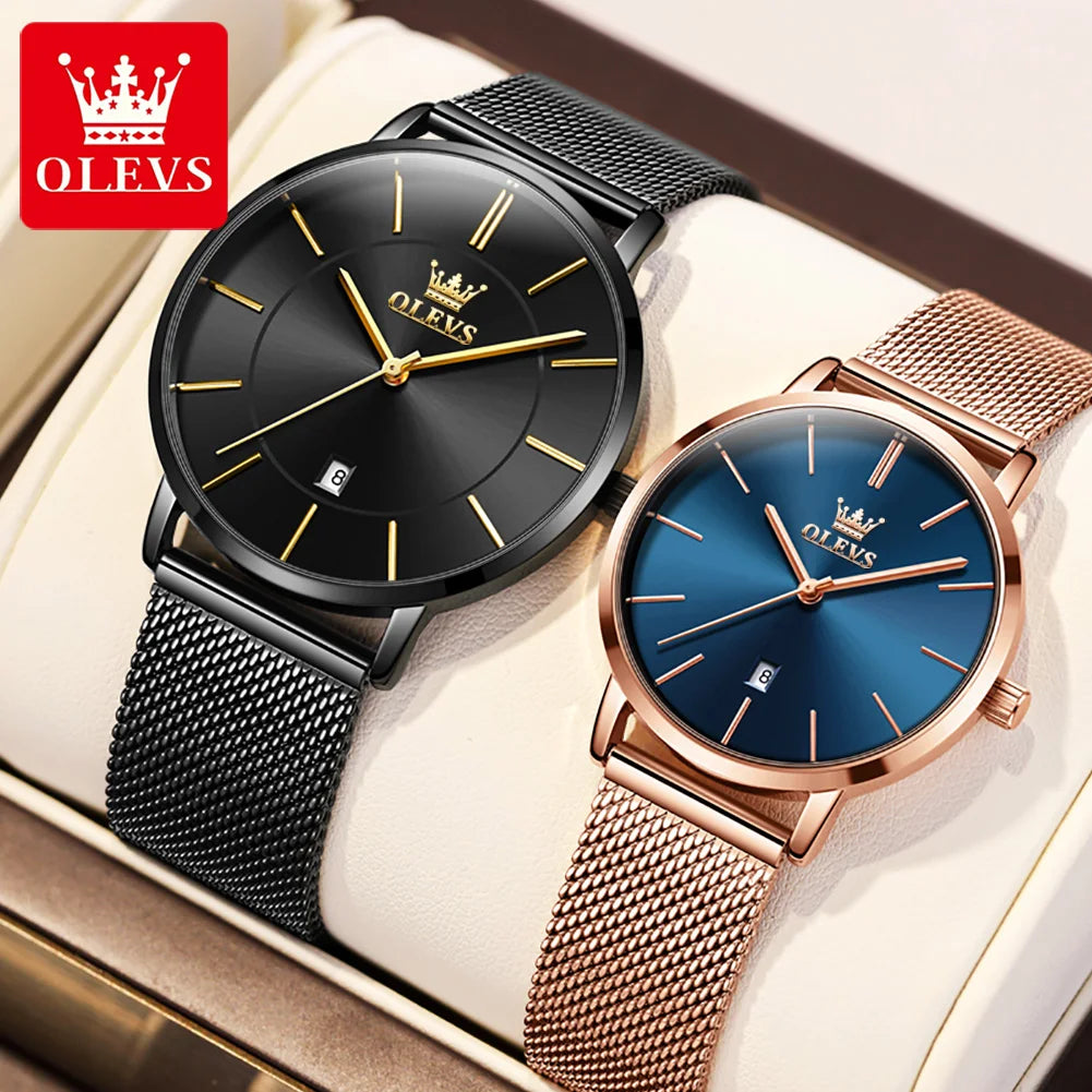“Elegant Ultra-Thin Couple Watch by OLEVS”