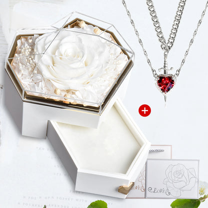 Heart & Sword Crystal Necklace Set – Stainless Steel Jewelry Gift Box