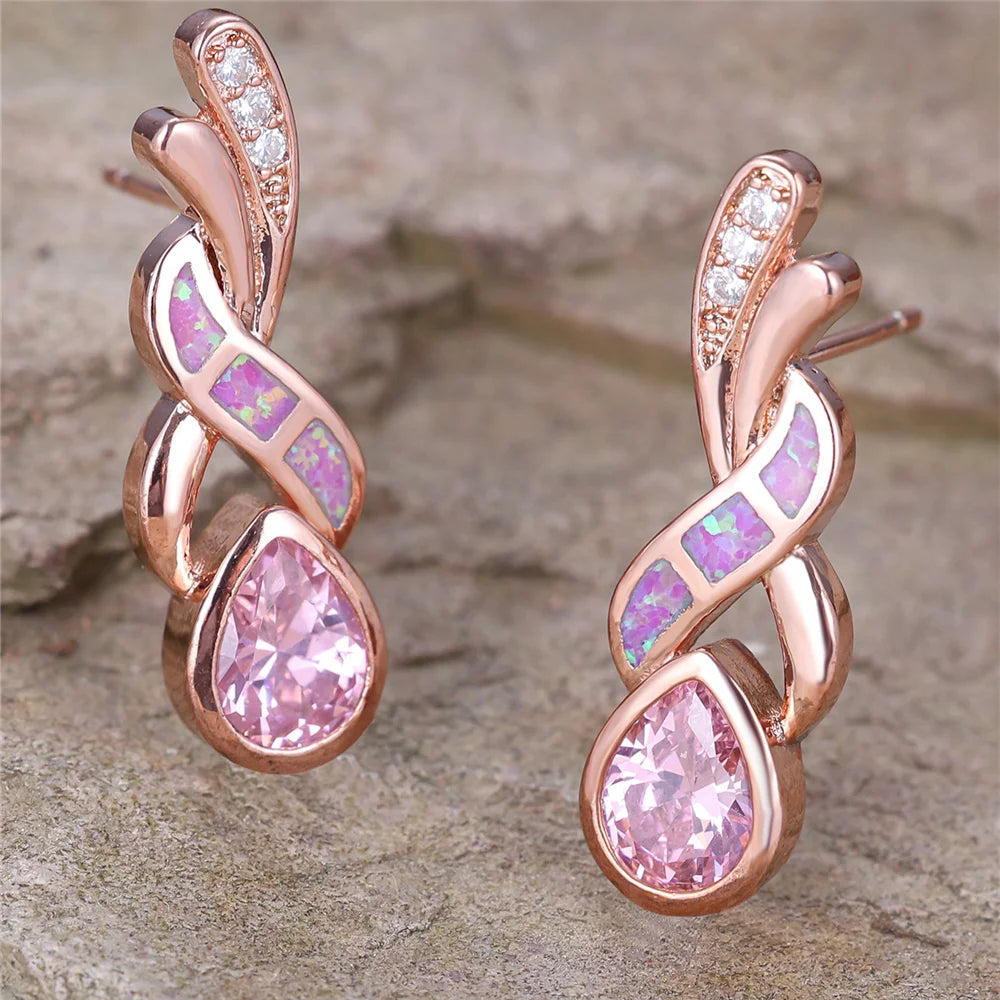 Fire Opal Stone Stud Earrings