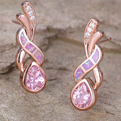 Fire Opal Stone Stud Earrings
