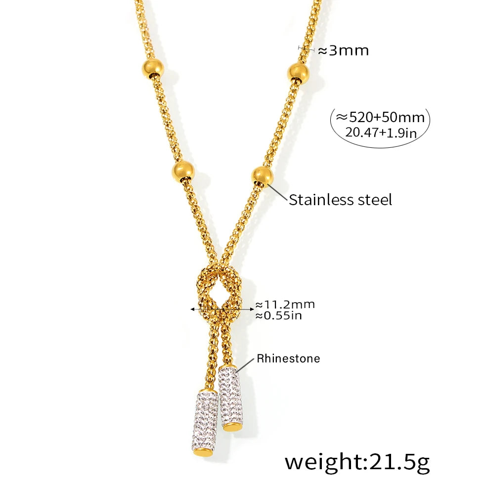 18k Gold Knot Pendant Tassel Necklace for Women
