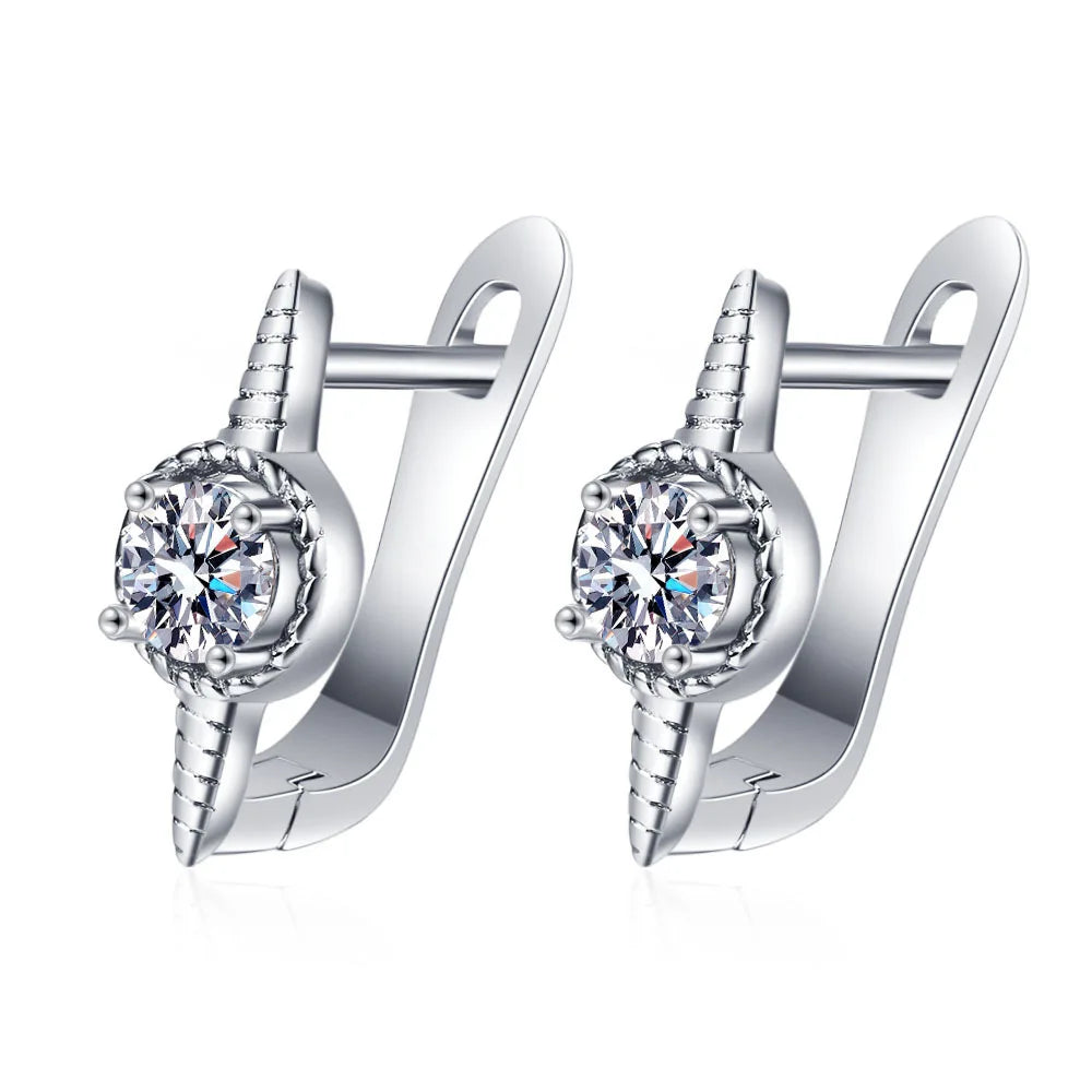 925 Sterling Silver Stud Earrings with Zircon | Fine Jewelry Gift
