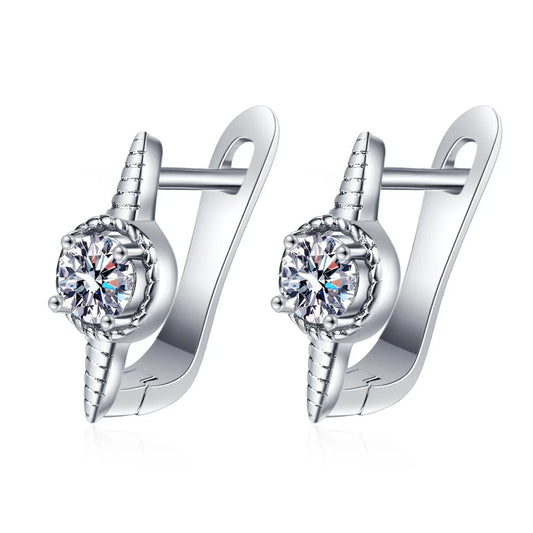 925 Sterling Silver Stud Earrings with Zircon | Fine Jewelry Gift