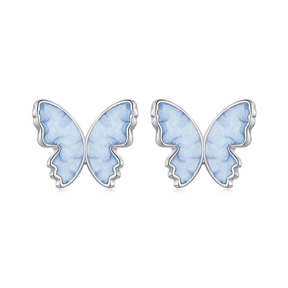 JEW009ER          Authentic 925 Sterling Silver Blue Butterfly Stud Earrings - Klixstore