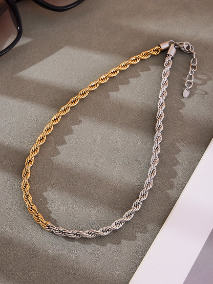 18k Gold Two-Tone Rope Chain Necklace