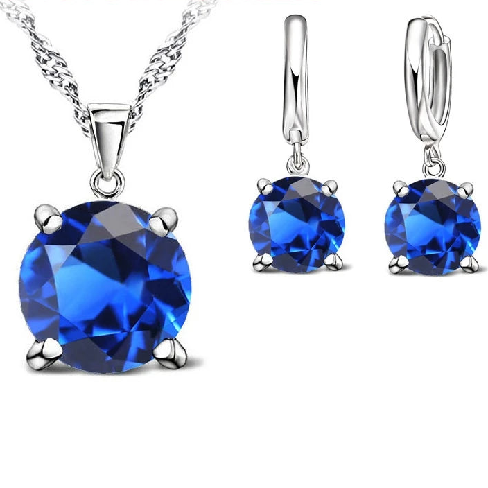925 Silver CZ Pendant Jewelry Set