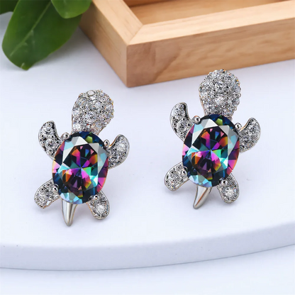 Sea Turtle Zircon Stud Earrings
