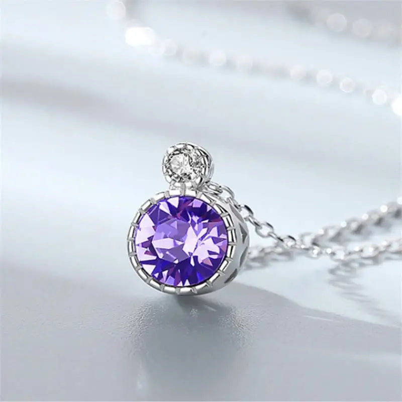 925 Sterling Silver CZ Circle Pendant Necklace