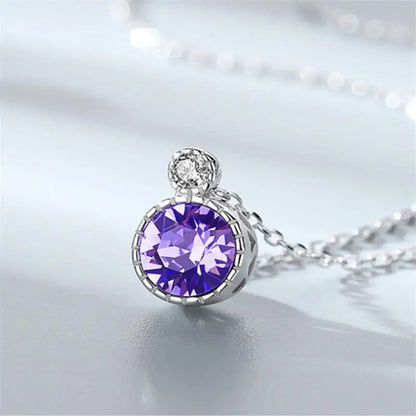 925 Sterling Silver CZ Circle Pendant Necklace