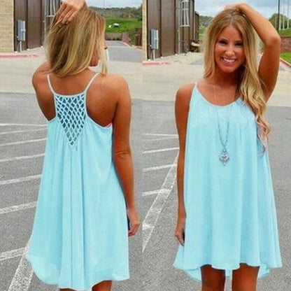 Sleeveless Hollow Out Mini Beach Dress