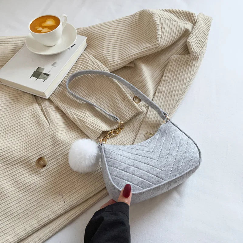 Women's Mini Felt Crescent Bag