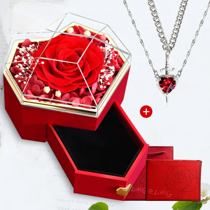 Heart & Sword Crystal Necklace Set – Stainless Steel Jewelry Gift Box