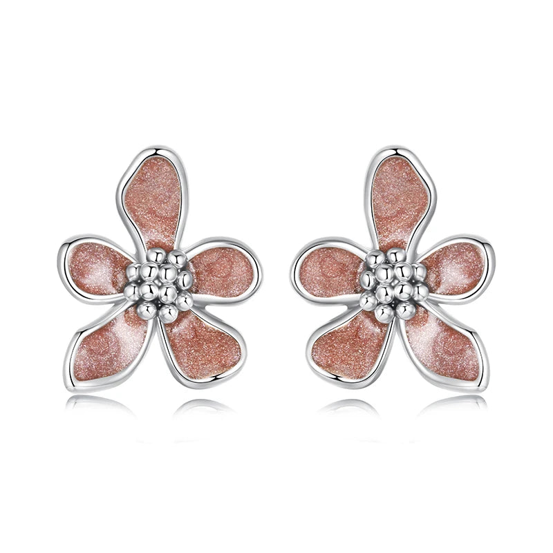 JEW025ER        
 925 Sterling Silver Autumn Flowers Stud Earrings with Zircon Buds Blooming Statement Earrings for Women Teens Decor Gift - Klixstore