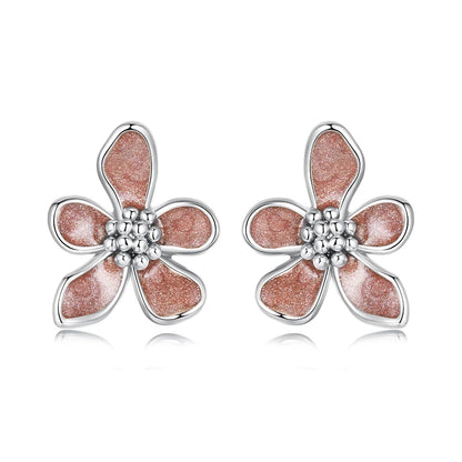 JEW025ER        
 925 Sterling Silver Autumn Flowers Stud Earrings with Zircon Buds Blooming Statement Earrings for Women Teens Decor Gift - Klixstore