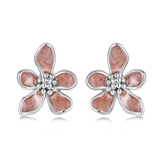 JEW025ER        
 925 Sterling Silver Autumn Flowers Stud Earrings with Zircon Buds Blooming Statement Earrings for Women Teens Decor Gift - Klixstore