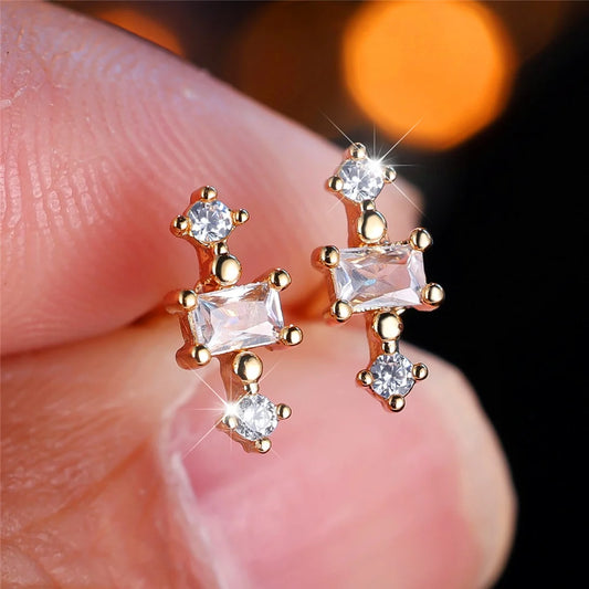 Crystal White Zircon Stud Earrings