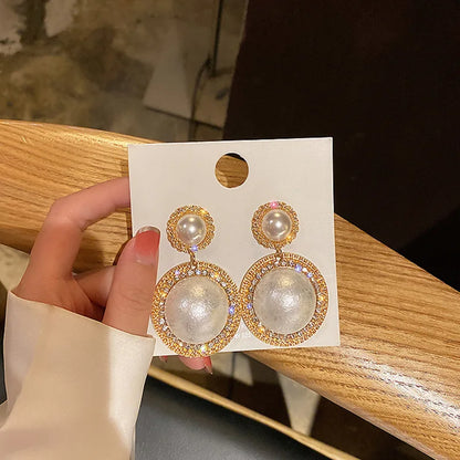 Pearl Round Dangle Earrings