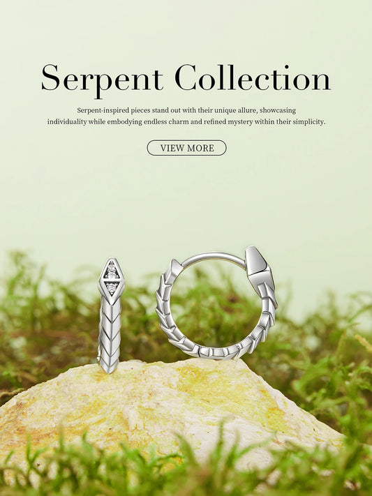 JEW005R Earrings 925 Sterling Silver Cute Snake Hoop - Klixstore