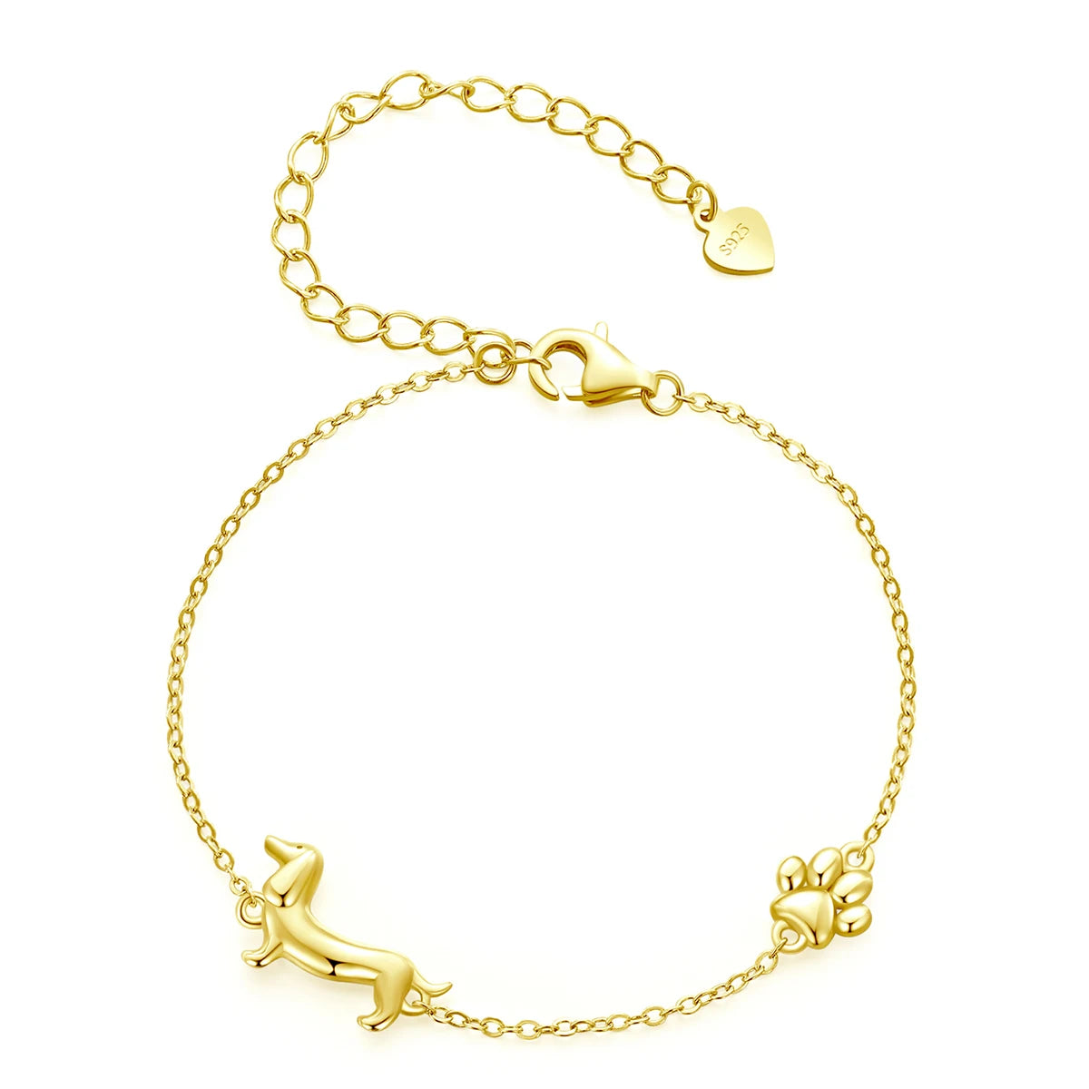 JEW003BR     Solid 925 Sterling Silver Cute Cat / Dog Chain Bracelet for Women Delicate Jewelry  Bracelet - Klixstore