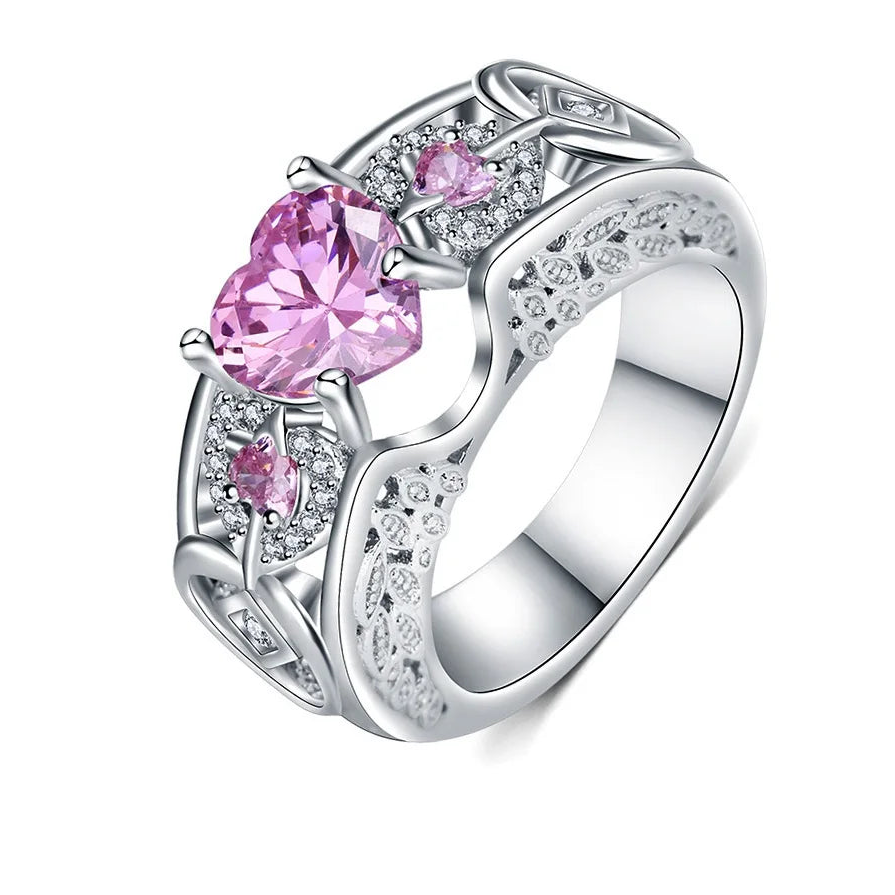 Genuine 925 Sterling Silver Shiny Crystal Rings for Women