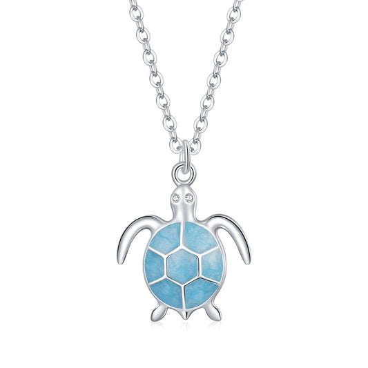 Cute Sky Blue Turtle  Necklace