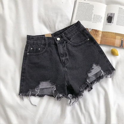 High Waist Ripped Denim Shorts for Women