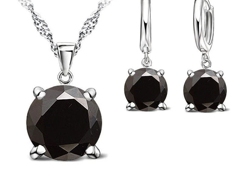 925 Silver CZ Pendant Jewelry Set