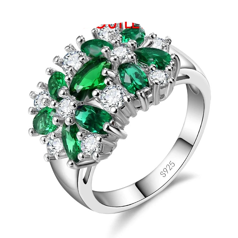 Trendy 925 Silver Cubic Zirconia Prong Engagement Ring