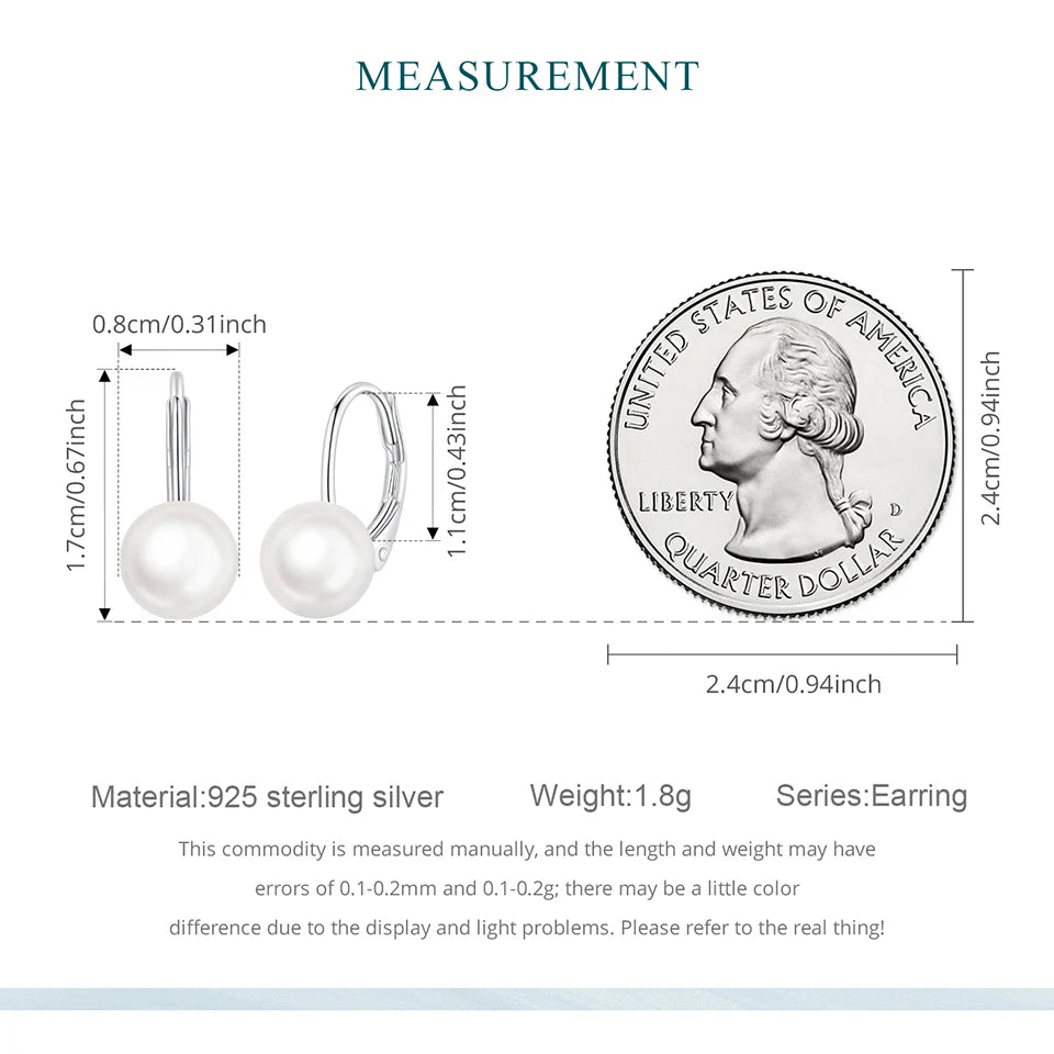 JEW029ER        
 Freshwater Pearl Hoop Earrings Statement Leverback Huggies Earring for Elegant Women 925 Sterling Silver Fine Jewelry - Klixstore