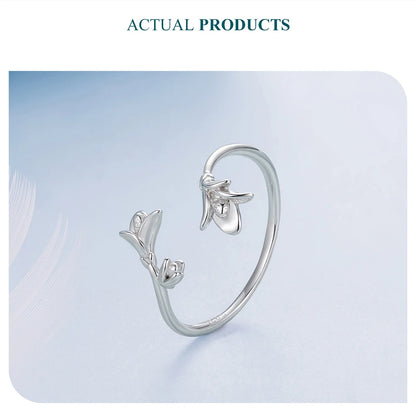 Lavender Flower Open Ring