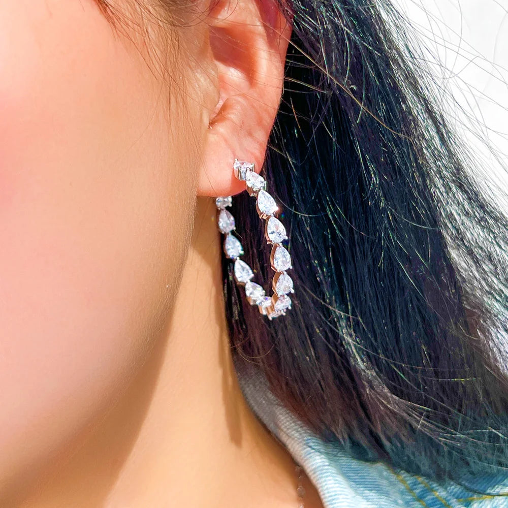 Cubic Zirconia Circle Hoop Earrings