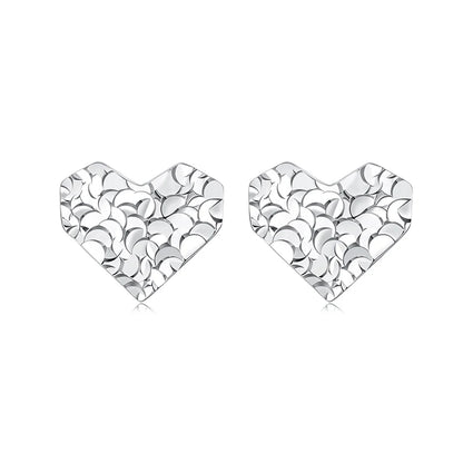 JEW032ER
 Dazzling Polished Heart Stud Earrings Glossy Scale Earrings for Pierced Women Girl Glittering Jewelry Fashion Accessories - Klixstore