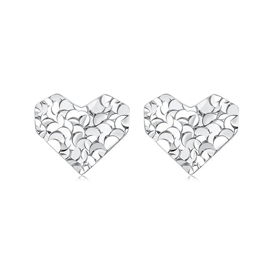 JEW032ER
 Dazzling Polished Heart Stud Earrings Glossy Scale Earrings for Pierced Women Girl Glittering Jewelry Fashion Accessories - Klixstore