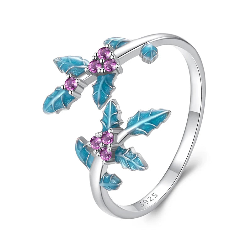 JEW017R      Solid 925 Sterling Silver Holly Adjustable Ring, Retro Flower Pattern - Klixstore