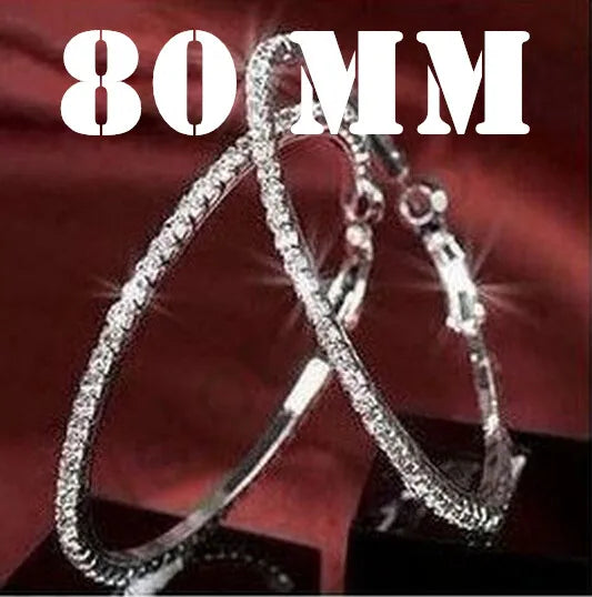 925 Sterling Silver Austrian Crystal Hoop Earrings for Women