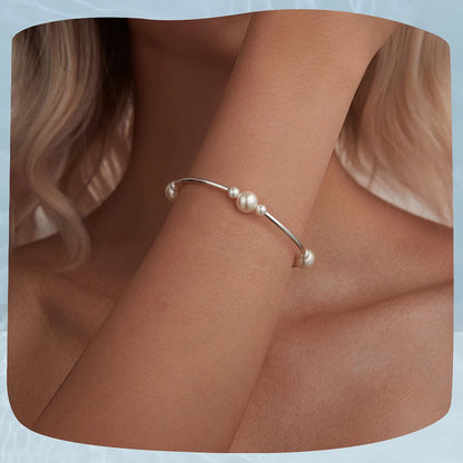 Elegant 925 Silver Adjustable Pearl Bracelet