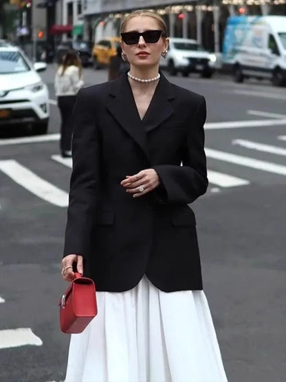 CLO004TP         Elegant Single Breasted Solid Suit for Women 2025 Autumn Buttons Slim Fit Blazers Lady Chic Outerwears Jacket - Klixstore