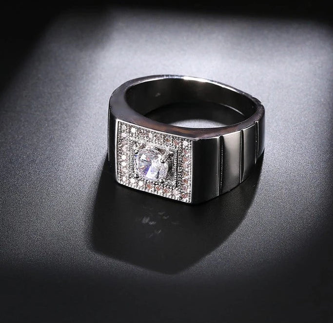 Full Crystal 925 Sterling Silver Wedding Ring for Women