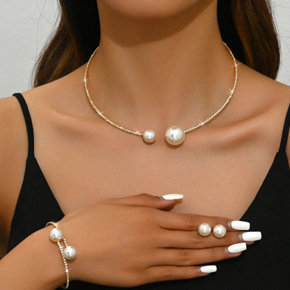 Pearl Rhinestone Bridal Jewelry Set