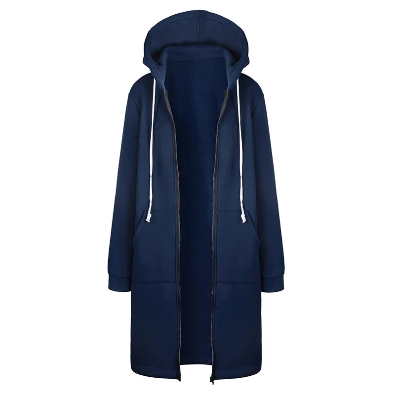 Thick Hooded Zip Up Sweatshirt Dress