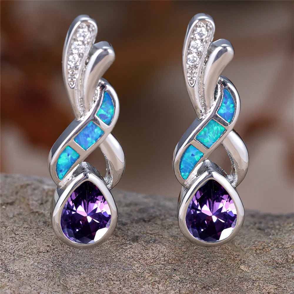 Fire Opal Stone Stud Earrings
