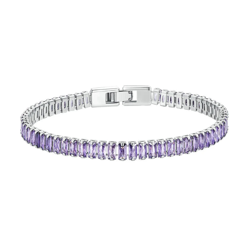 Platinum Plated Shining Square Zircon Bracelet