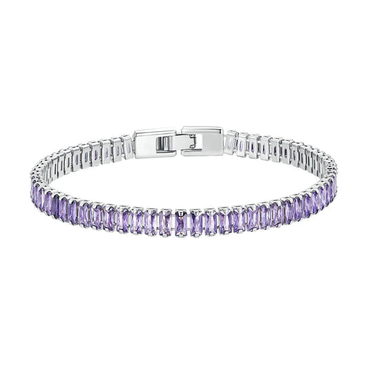 Platinum Plated Shining Square Zircon Bracelet