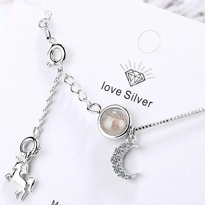 925 Sterling Silver Horse Pendant Necklace for Women