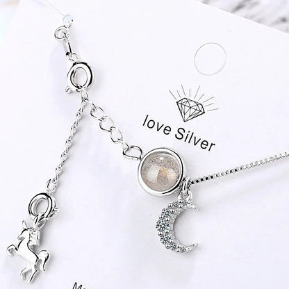 925 Sterling Silver Horse Pendant Necklace for Women
